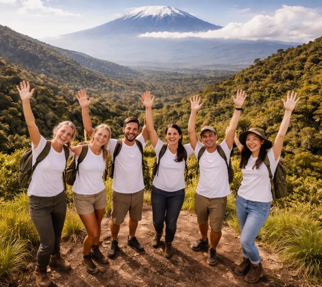 Volunteers conquering Kilimanjaro together